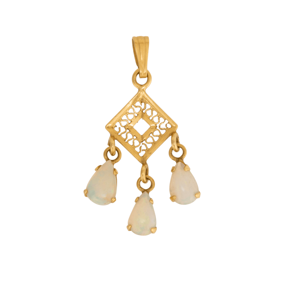 14k Gold x Victorian Triple Pear Opal Lavaliere Pendant - Kingdom Jewelry