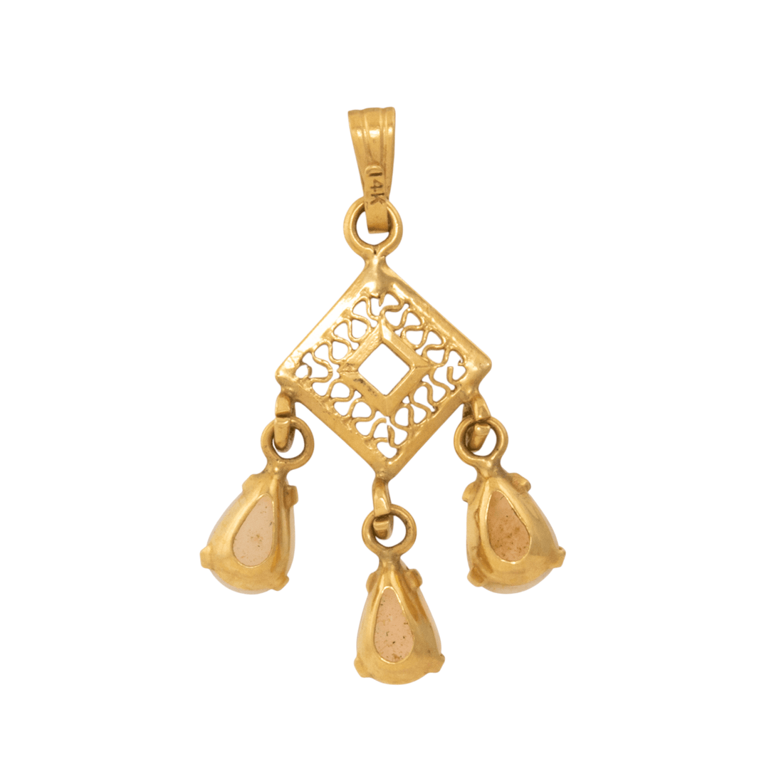 14k Gold x Victorian Triple Pear Opal Lavaliere Pendant - Kingdom Jewelry