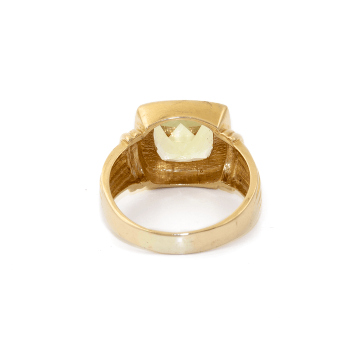 14k Gold x Vintage Cushion - Cut Citrine Art - Deco Signet - Kingdom Jewelry