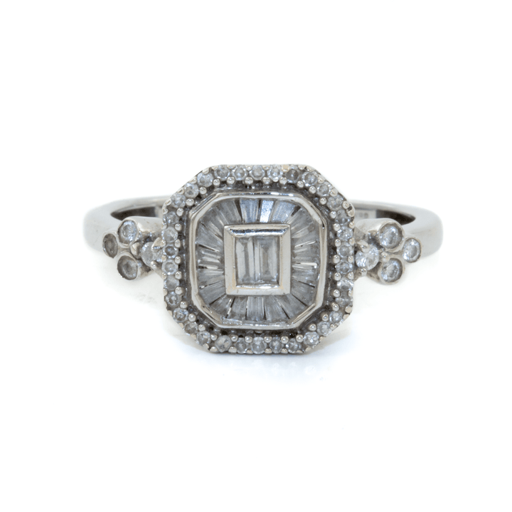 14k Gold x Vintage Illusion - Set Baguette & Pavé Diamond Art - Deco Ring - Kingdom Jewelry