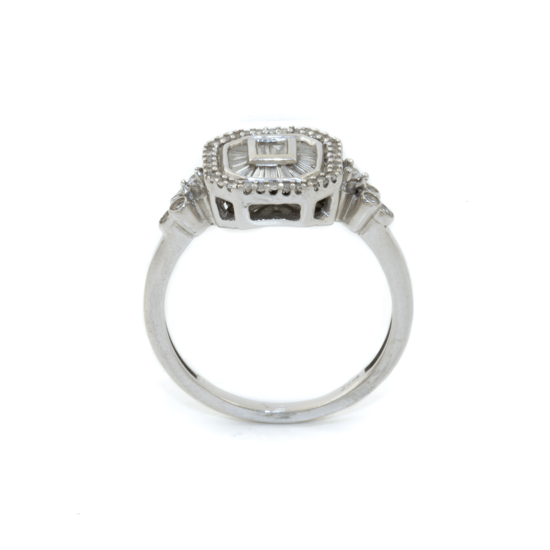 14k Gold x Vintage Illusion - Set Baguette & Pavé Diamond Art - Deco Ring - Kingdom Jewelry