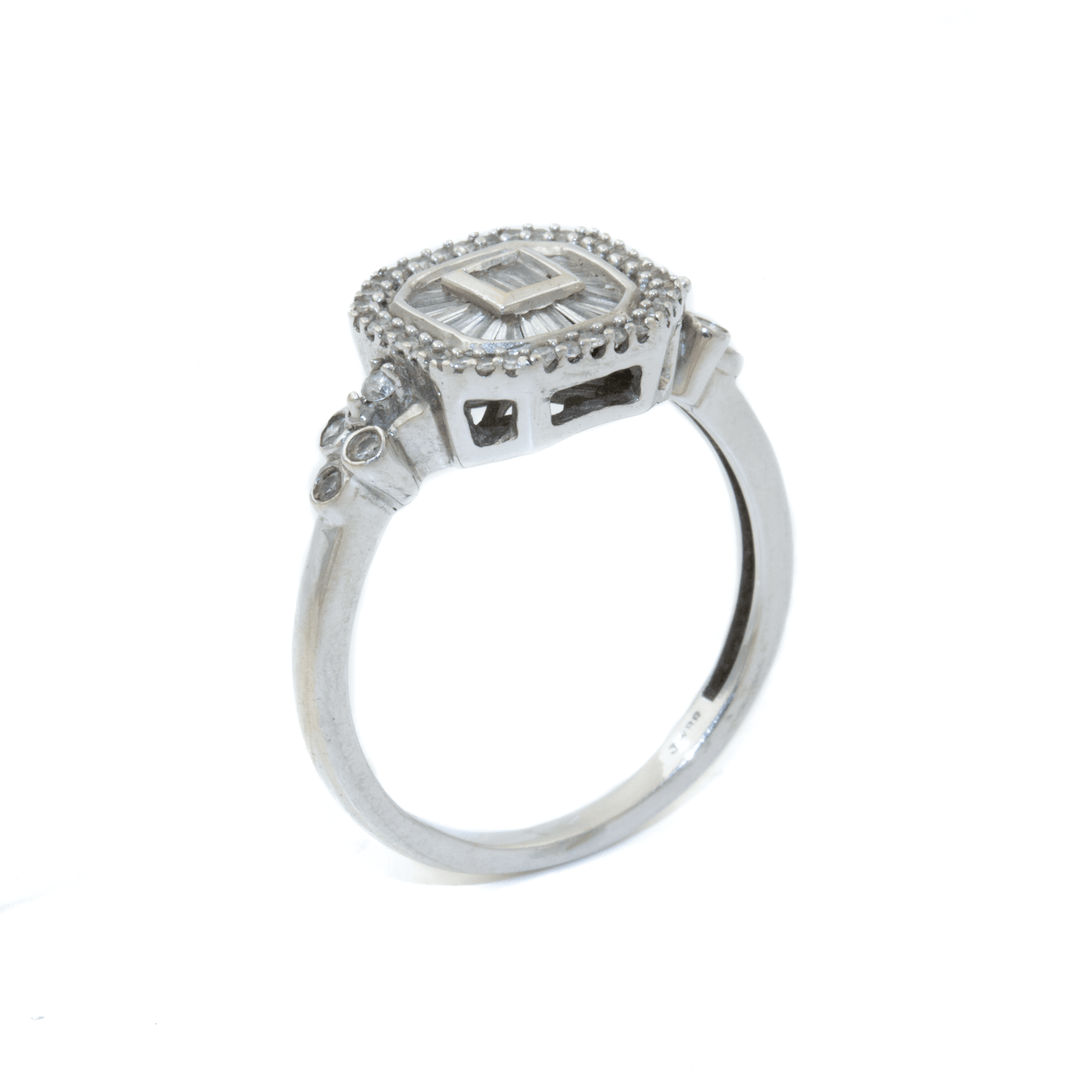 14k Gold x Vintage Illusion - Set Baguette & Pavé Diamond Art - Deco Ring - Kingdom Jewelry