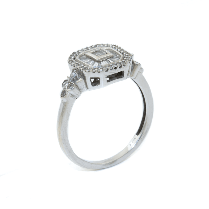 14k Gold x Vintage Illusion - Set Baguette & Pavé Diamond Art - Deco Ring - Kingdom Jewelry