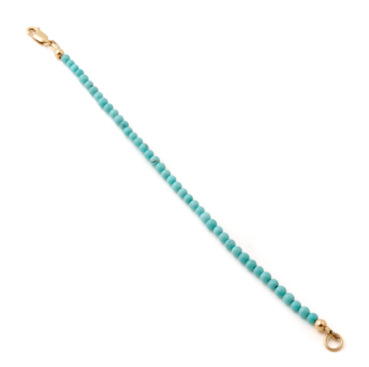 14k Gold x Vintage Persian Turquoise Petite Beaded Bracelet - Kingdom Jewelry