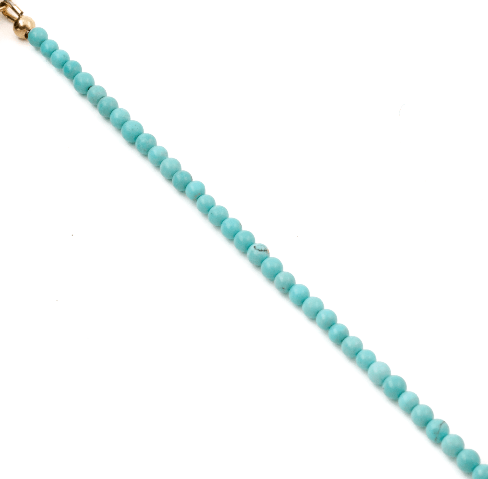 14k Gold x Vintage Persian Turquoise Petite Beaded Bracelet - Kingdom Jewelry