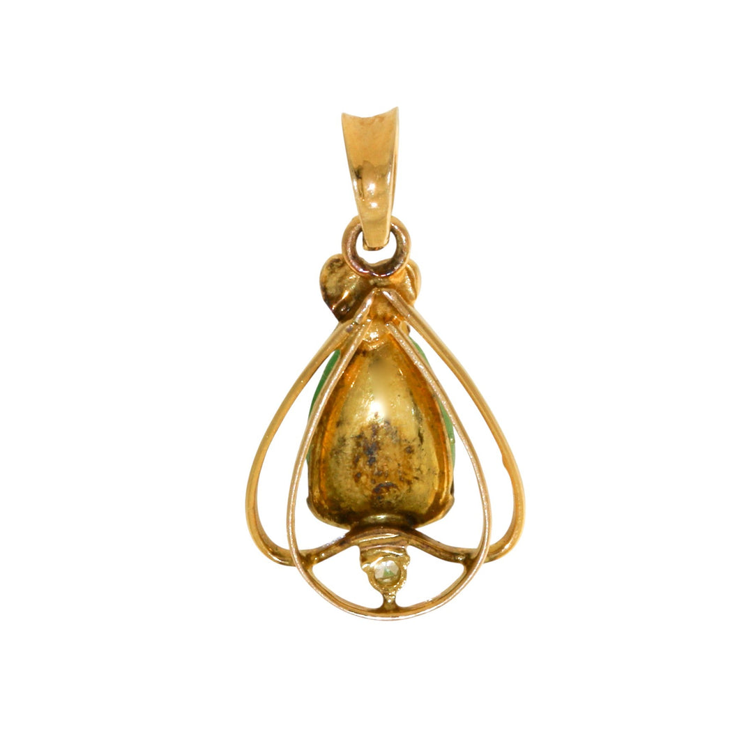 14k Gold x Vintage Teardrop Jade & Diamond Spade Pendant - Kingdom Jewelry