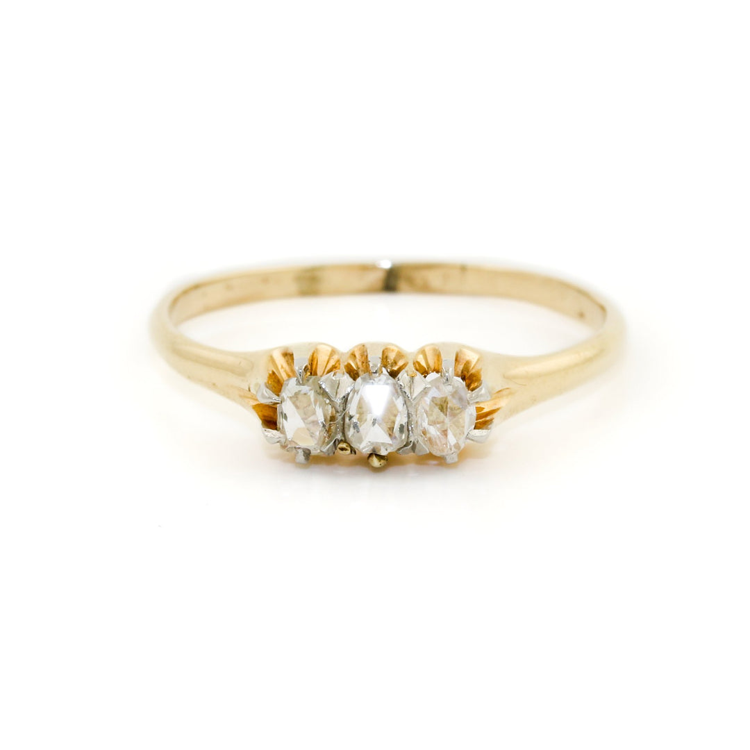 14k Gold x Vintage Trilogy Rose - Cut Diamond Ring - Kingdom Jewelry