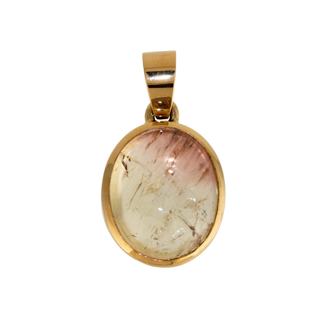 14k Gold x Watermelon Tourmaline Cab Pendant - Kingdom Jewelry