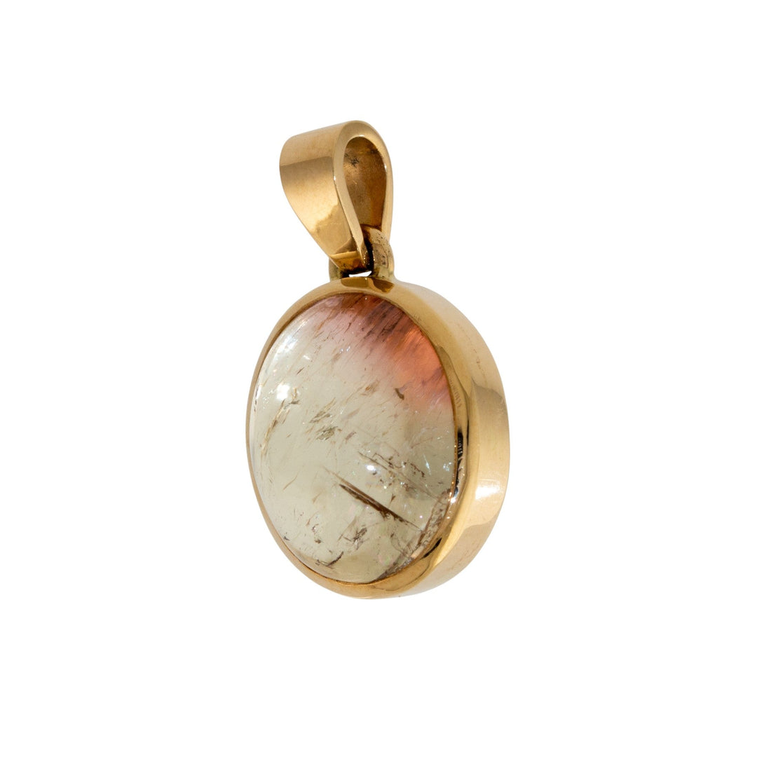 14k Gold x Watermelon Tourmaline Cab Pendant - Kingdom Jewelry