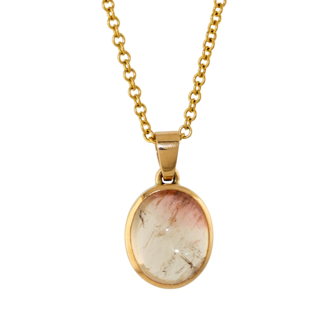 14k Gold x Watermelon Tourmaline Cab Pendant - Kingdom Jewelry