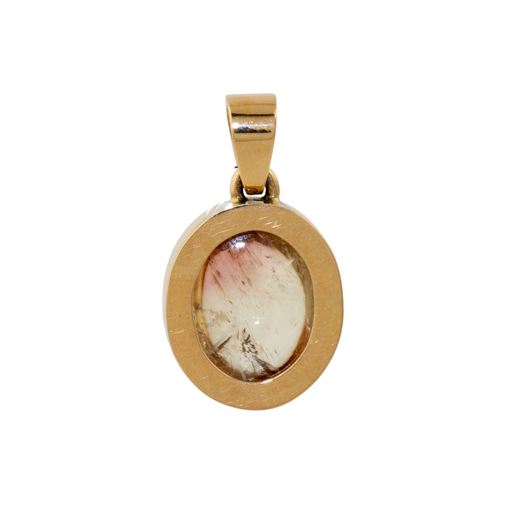 14k Gold x Watermelon Tourmaline Cab Pendant - Kingdom Jewelry