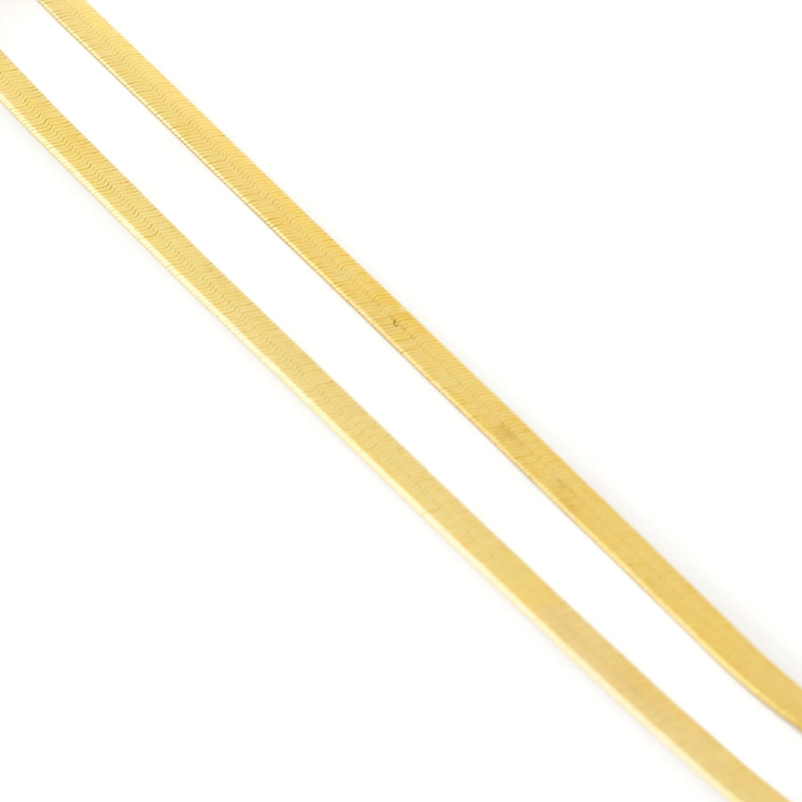 14k Gold x Yellow 3mm Herringbone Chain Necklace - Kingdom Jewelry