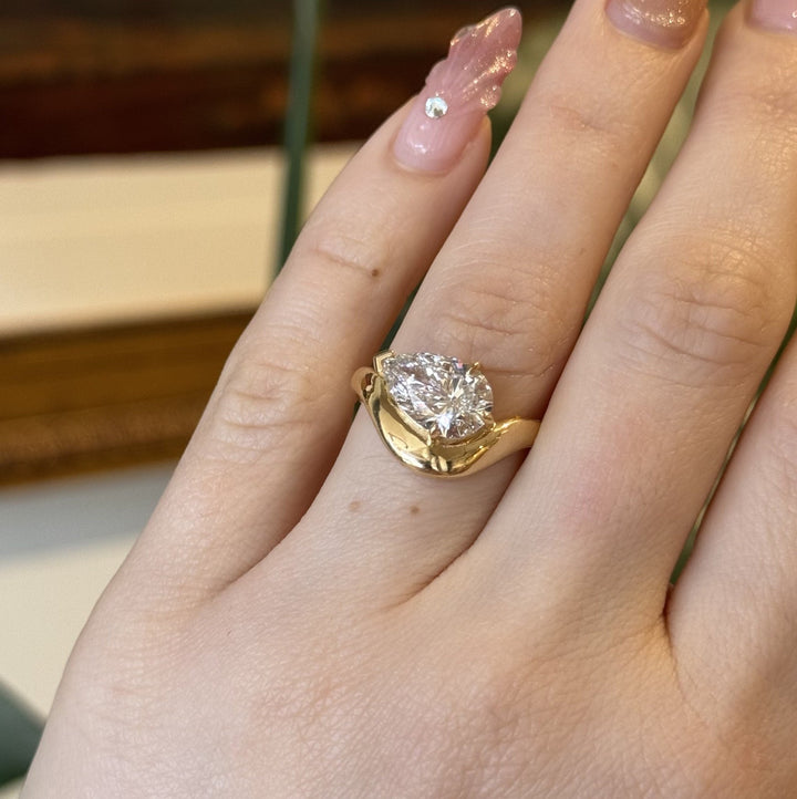 14K Horizon Pear Diamond Ring - Kingdom Jewelry