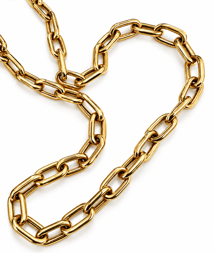 14K Italian Gold Puff Paper Clip Necklace - Kingdom Jewelry