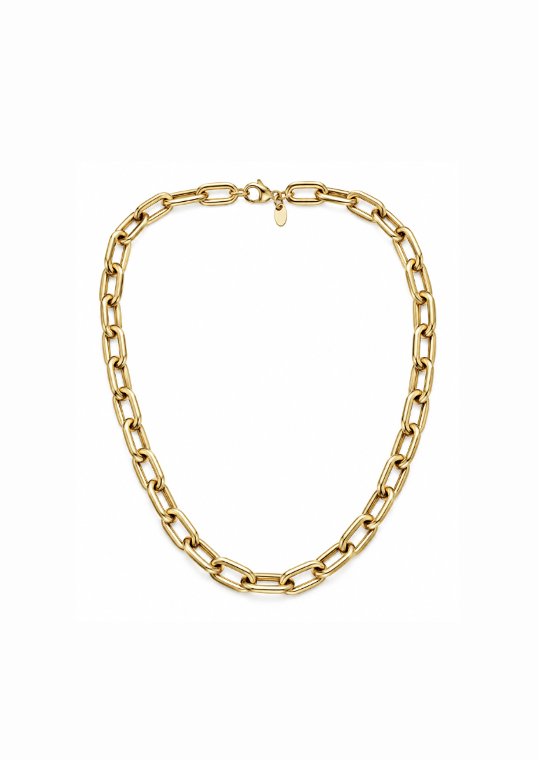 14K Italian Gold Puff Paper Clip Necklace - Kingdom Jewelry