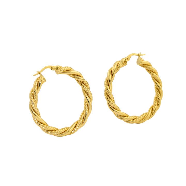 14K Italian Gold x 4mm Semi - Hollow Rope Hoops - Kingdom Jewelry