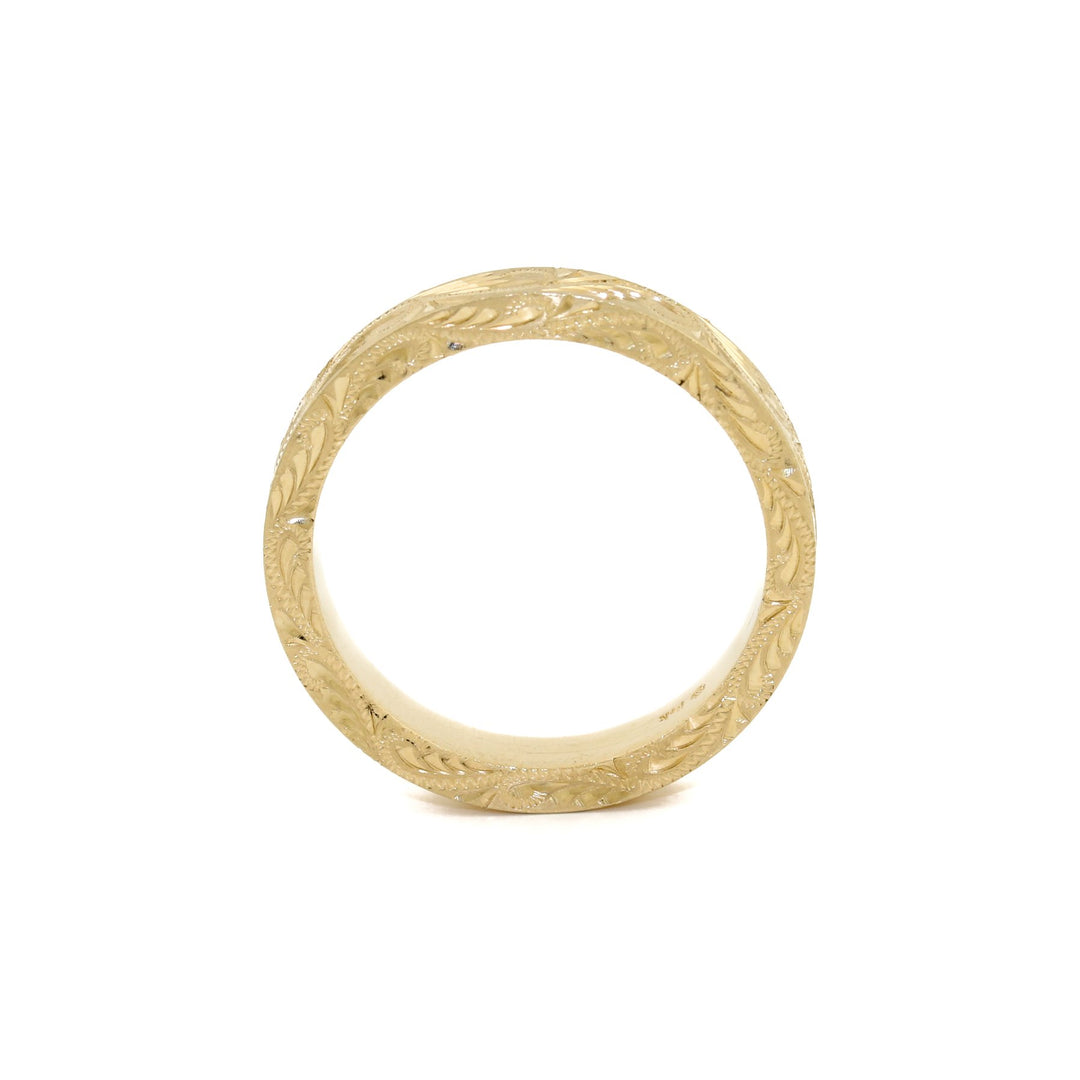 14K Italian Gold x Engraved Filigree Band - Kingdom Jewelry