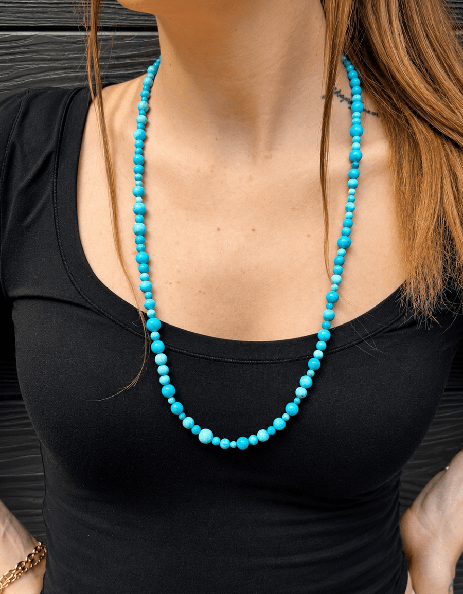 14K Kingman / Sleeping Beauty Turquoise Multi Strand 29" - Kingdom Jewelry