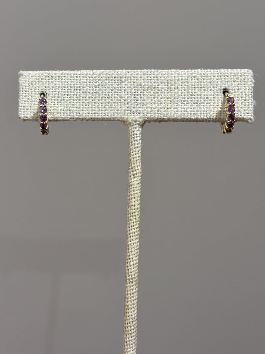 14K Lilac Sapphire Huggies - Kingdom Jewelry