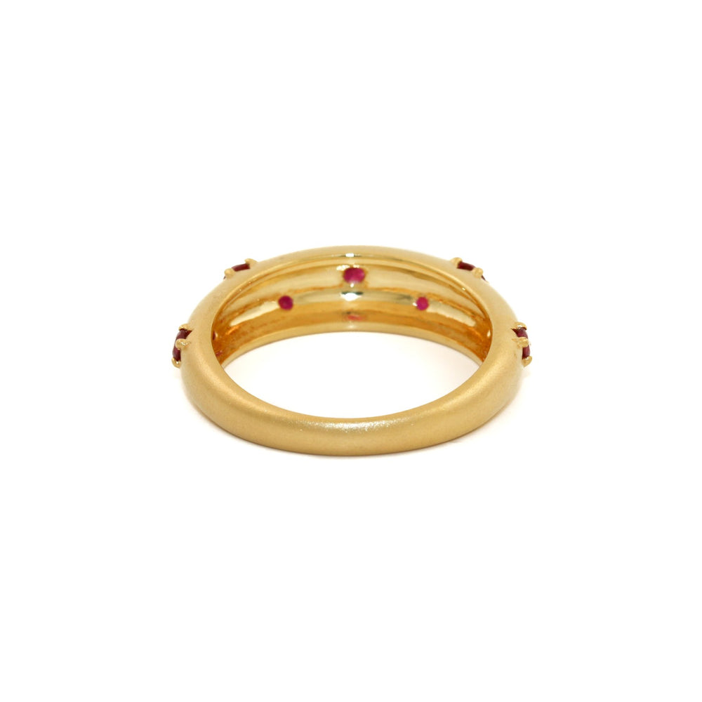 
                      
                        14k Matte Gold x 5mm Red Ruby Star Bombe Band - Kingdom Jewelry
                      
                    