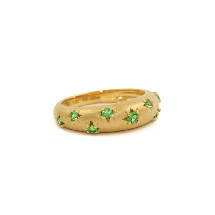 14k Matte Gold x Tsavorite Garnet Star Bombe Ring - Kingdom Jewelry
