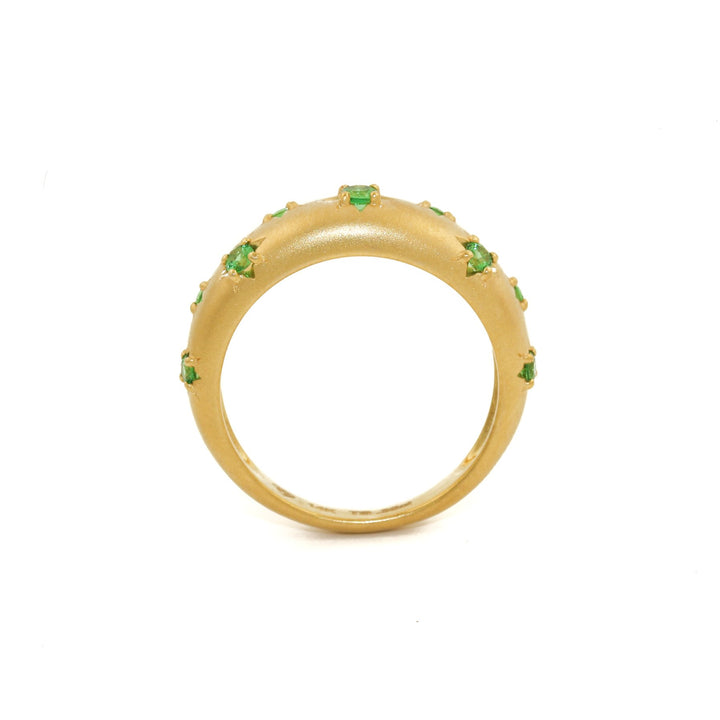 14k Matte Gold x Tsavorite Garnet Star Bombe Ring - Kingdom Jewelry