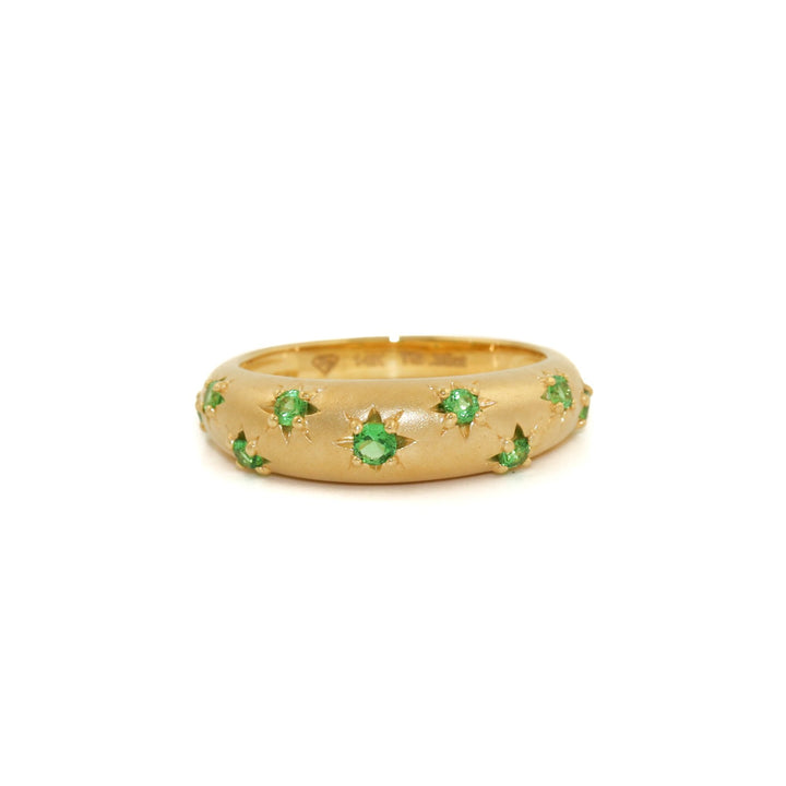 14k Matte Gold x Tsavorite Garnet Star Bombe Ring - Kingdom Jewelry