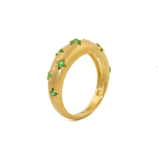 14k Matte Gold x Tsavorite Garnet Star Bombe Ring - Kingdom Jewelry