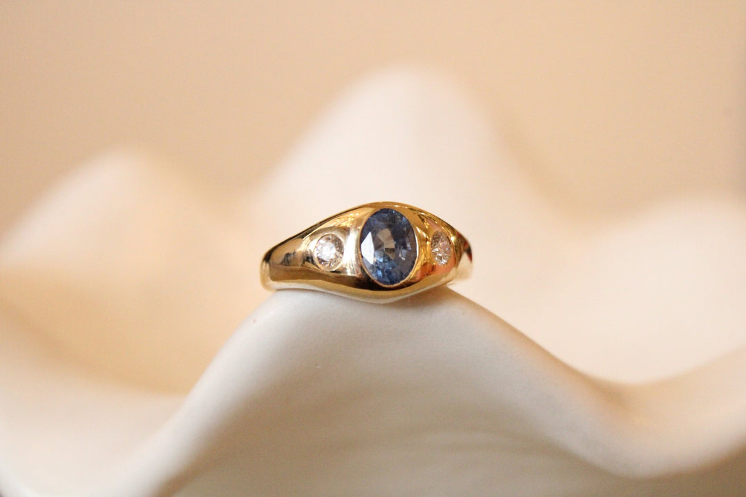 14K Montana Blue Sapphire x Natural Diamond Ring - Kingdom Jewelry