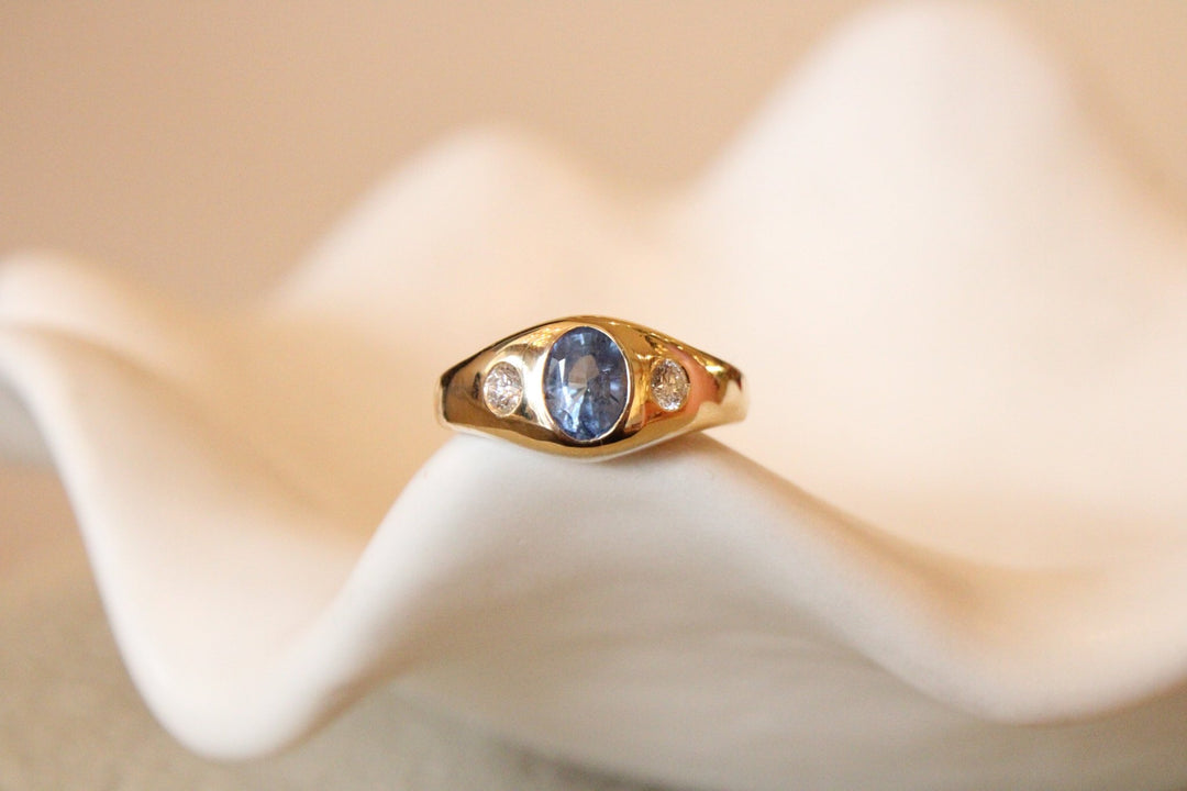 14K Montana Blue Sapphire x Natural Diamond Ring - Kingdom Jewelry