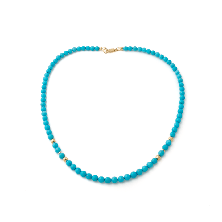 14K Natural Sleeping Beauty Turquoise AA 6mm Round Beaded Strand 19.5" - Kingdom Jewelry