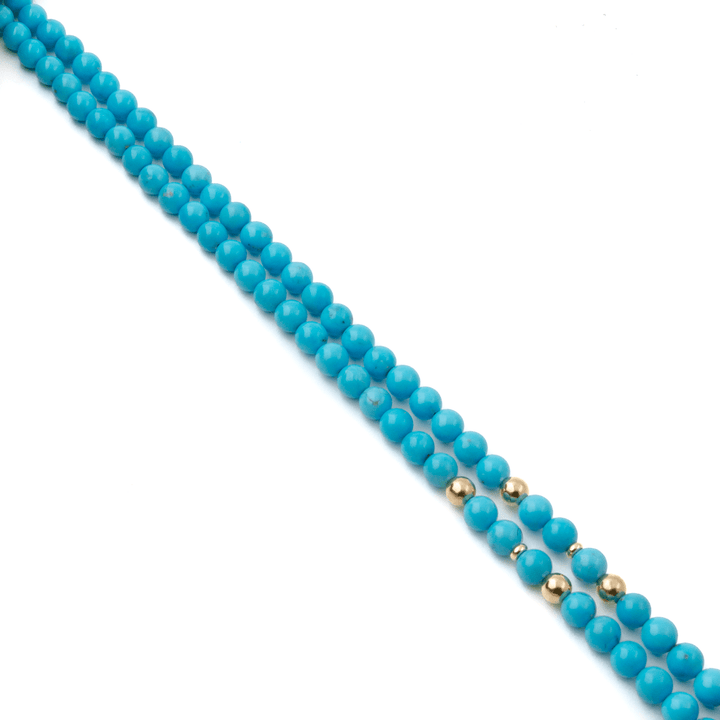 14K Natural Sleeping Beauty Turquoise AA 6mm Round Beaded Strand 19.5" - Kingdom Jewelry