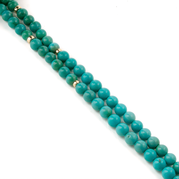 14k Ombré Sleeping Beauty Turquoise Round 8.5mm Beaded Necklace 19" - Kingdom Jewelry