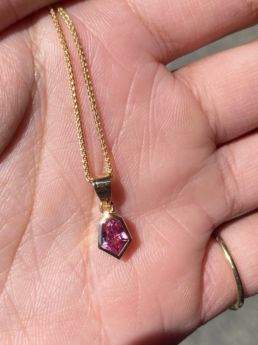 14K Pink Sapphire Coffin Pendant - Kingdom Jewelry