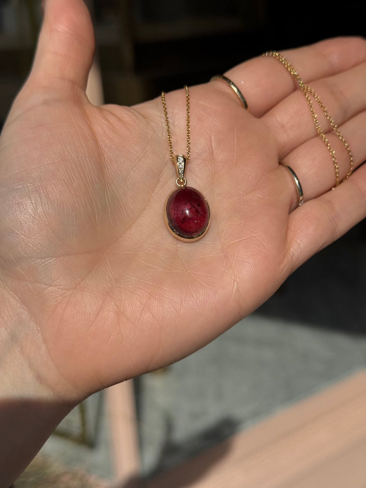 14K Pink Tourmaline Pendant & Diamonds - Kingdom Jewelry