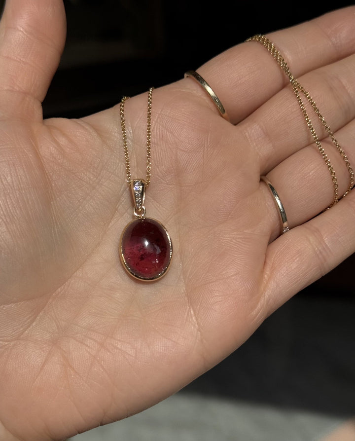 14K Pink Tourmaline Pendant & Diamonds - Kingdom Jewelry