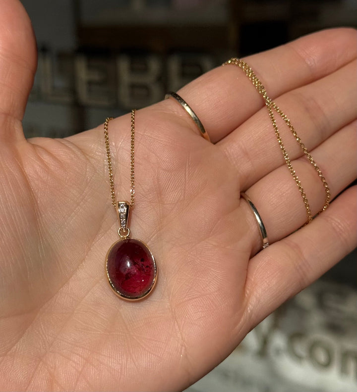 14K Pink Tourmaline Pendant & Diamonds - Kingdom Jewelry