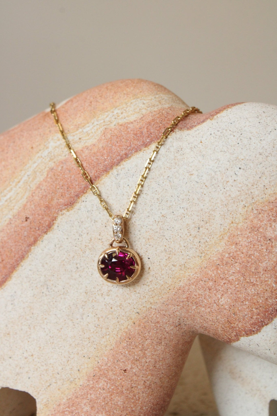 14K Purple Garnet x Natural Diamond Pendant - Kingdom Jewelry