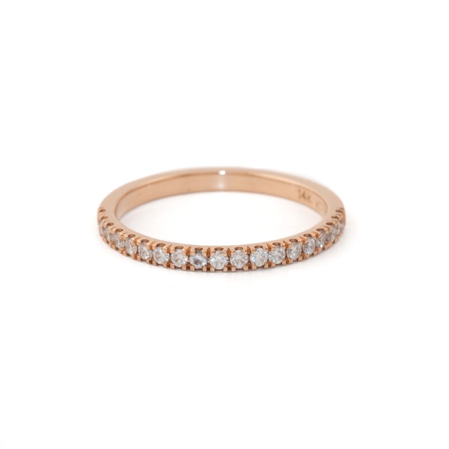 14k Rose Gold x 2mm Pavé Diamond ½ Eternity Band - Kingdom Jewelry