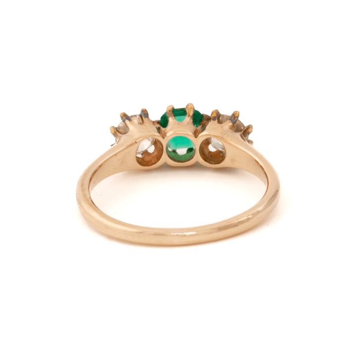 14k Rose Gold x Vintage Emerald & Diamond Trilogy Ring - Kingdom Jewelry