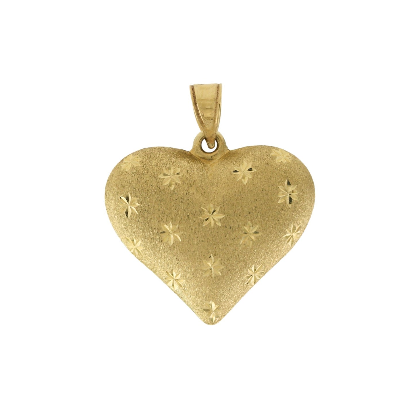 14k Satin Gold x Puff Heart Pendant - Kingdom Jewelry