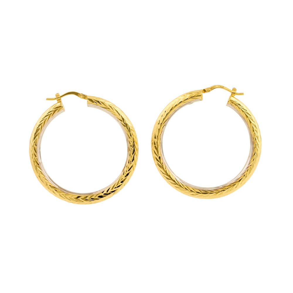 
                      
                        14k Two - Tone Gold x 4mm Chevron Textured Hoop - Kingdom Jewelry
                      
                    