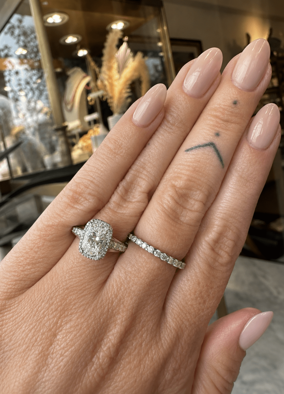 14k White Gold Antique Cushion Cut Ring - Kingdom Jewelry
