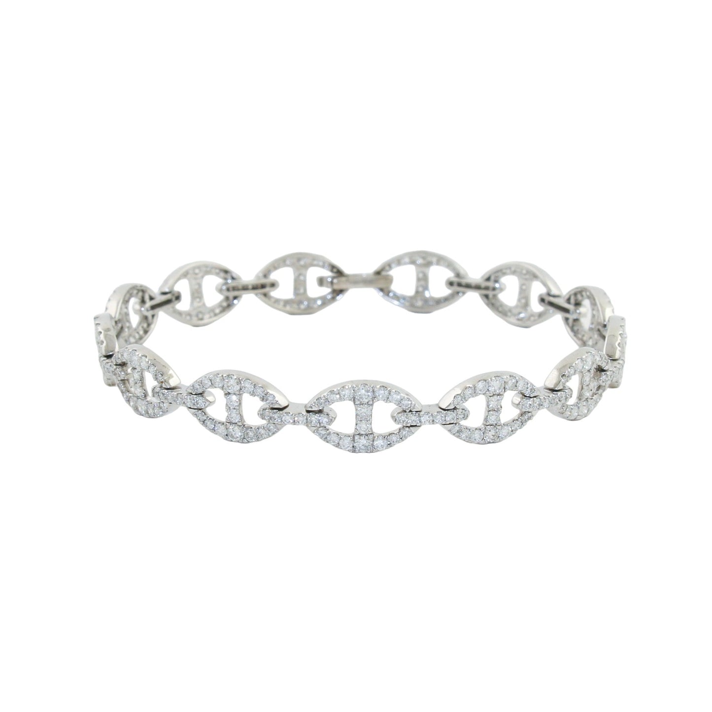 14k White Gold x 3.32 ct Diamond Marine Link Bracelet - Kingdom Jewelry