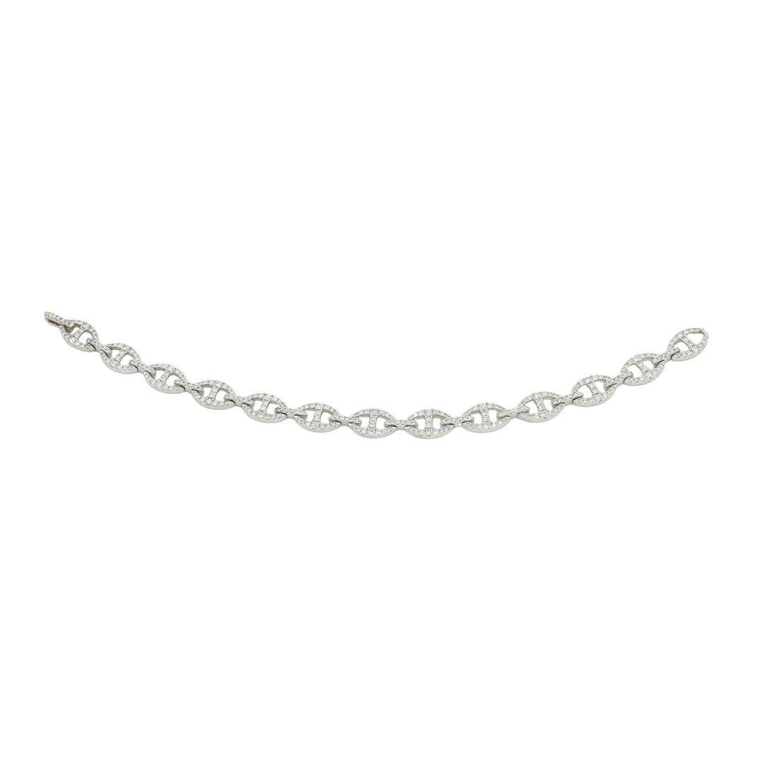 14k White Gold x 3.32 ct Diamond Marine Link Bracelet - Kingdom Jewelry