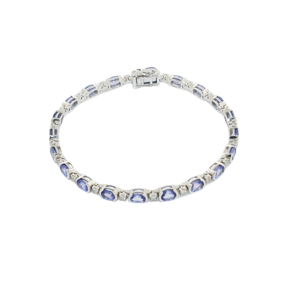 14k White Gold x 4mm Tanzanite & Diamond Tennis Bracelet - Kingdom Jewelry