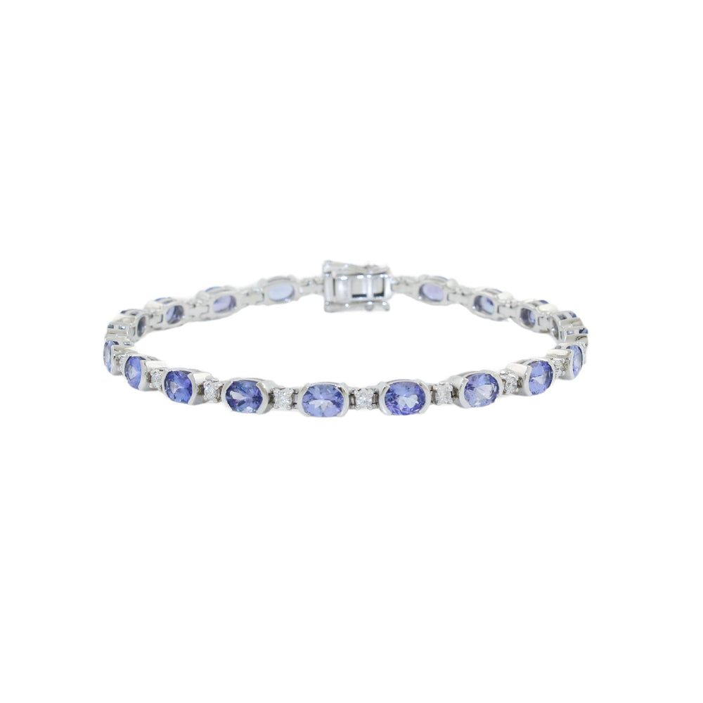 14k White Gold x 4mm Tanzanite & Diamond Tennis Bracelet - Kingdom Jewelry