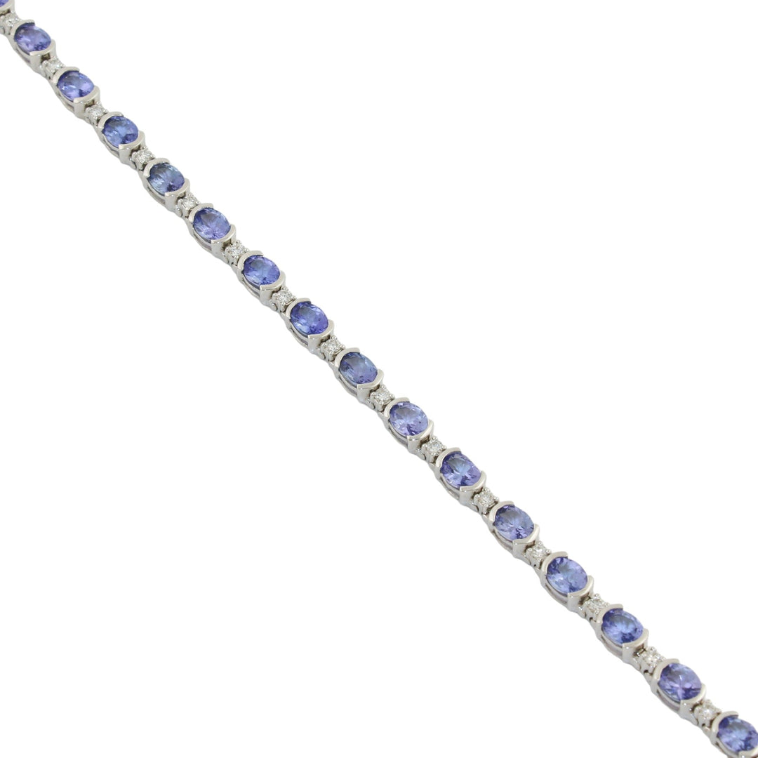 14k White Gold x 4mm Tanzanite & Diamond Tennis Bracelet - Kingdom Jewelry