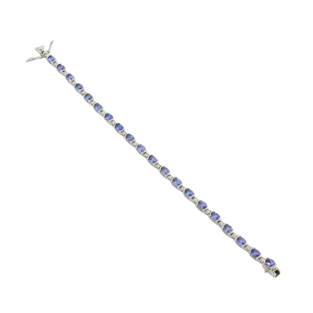 14k White Gold x 4mm Tanzanite & Diamond Tennis Bracelet - Kingdom Jewelry