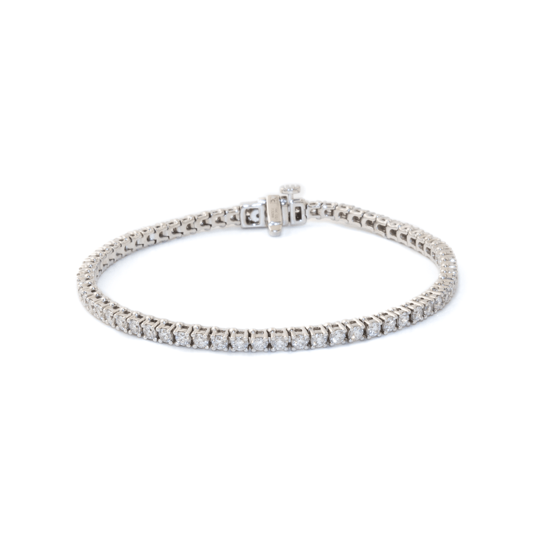 14k White Gold x 5ct Prong-Set Tennis Bracelet - Kingdom Jewelry